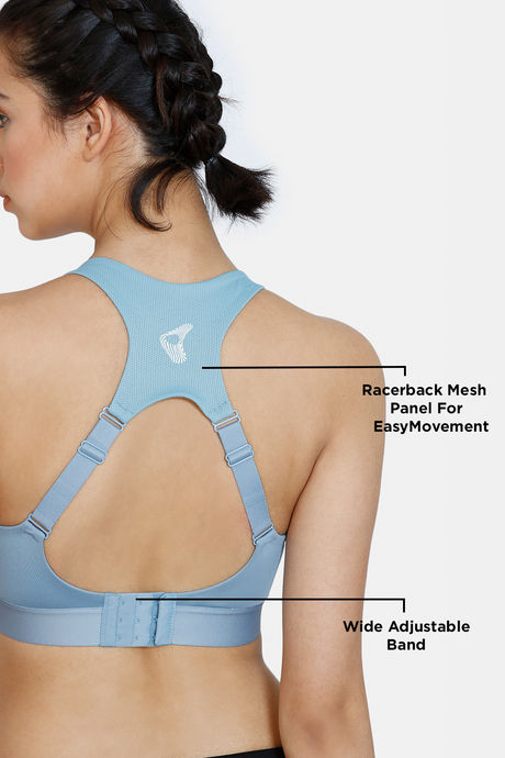 Zelocity High Impact Padded Quick Dry Sports Bra - Faded Denim — image 8